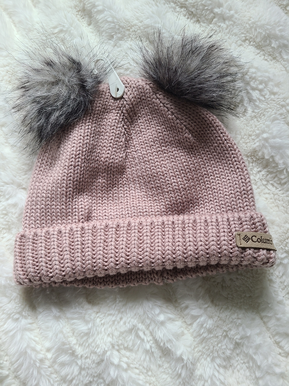 Columbia Pink Double Pom Knit Beanie for Kids
